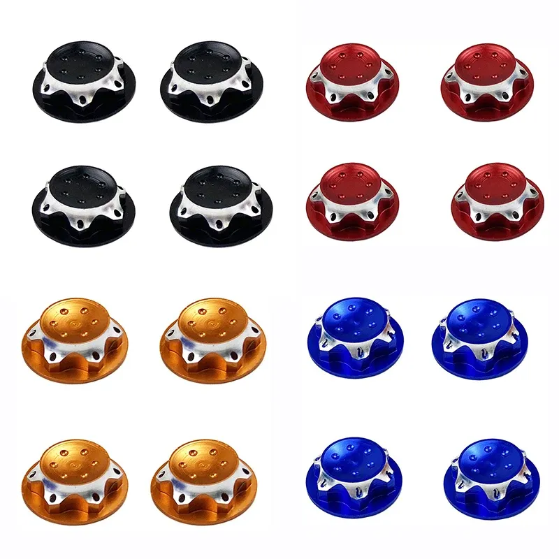4pcs/Set Aluminium Wheel Hub Antidust Cover 17mm Hex Nut For Rc 1/8 Model Car Anti-Slip Anti-Dust Anti-Loosening Nut