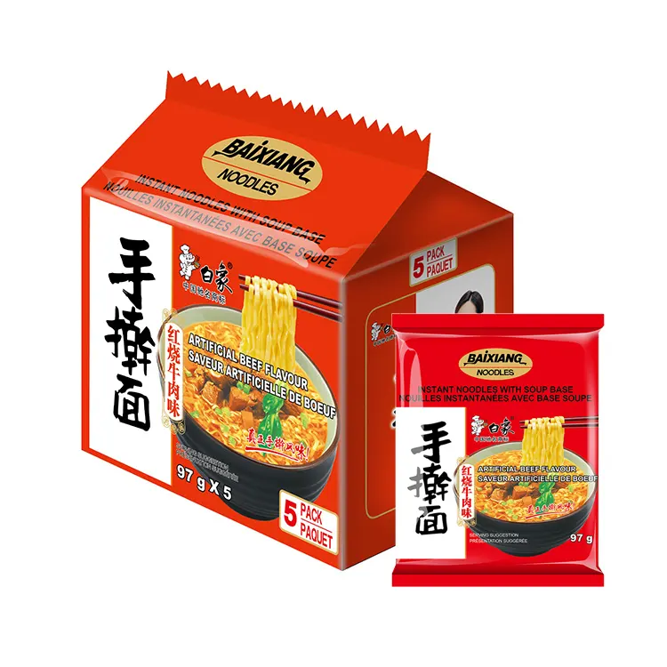 Wholesale Factory Roasted Beef Flavor Attractive Price fast food Health Wide Noodle Bulk With Good Taste instant noodles