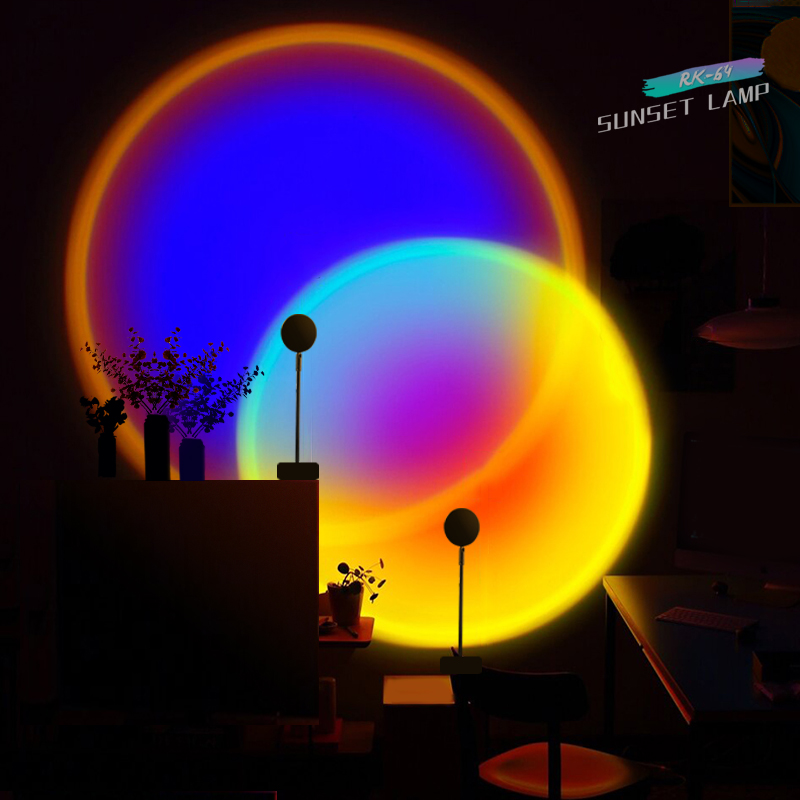 2021 Новые поступления RK-64 Rainbow Sunset атмосферу Мини СВЕТОДИОДНЫЙ торшер, цветная (RGB) окружающей среды Usb закат лампой