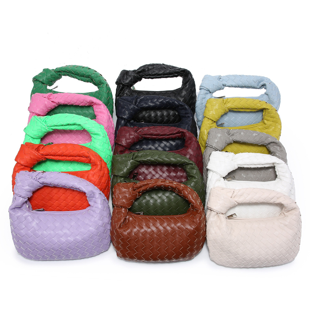Free Shipping Handmade Woven Bag Lady Fashion Leather Shoulder Bag Crossbody Hobo Knotted Casual Handbag