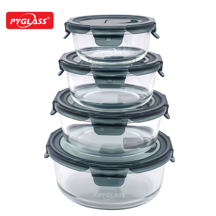 Glass Meal Prep Containers Set Air Tight Lunch Storage with Lids Safe Food Storage Containers four-piece set