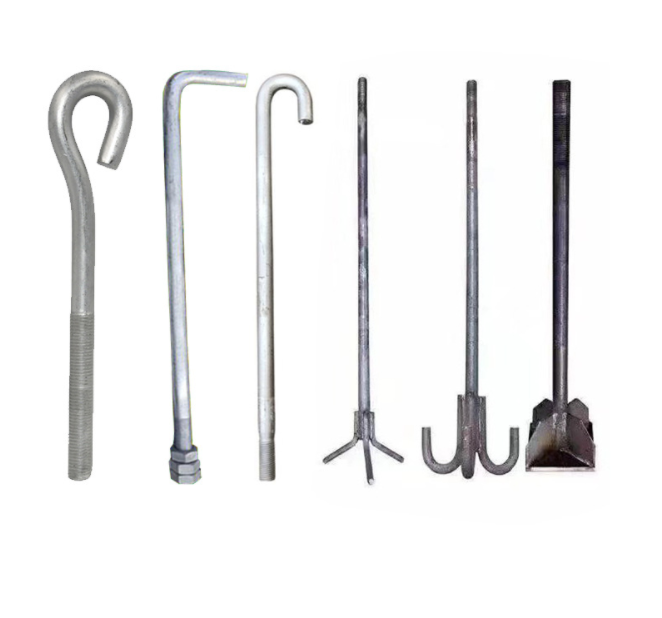 Carbon Steel High Tensile Grade 4.8 8.8 Black Zinc HDG Half Thread L 7 J 9 Shape Anchor Hook Foundation Bolt and Nut Supplier