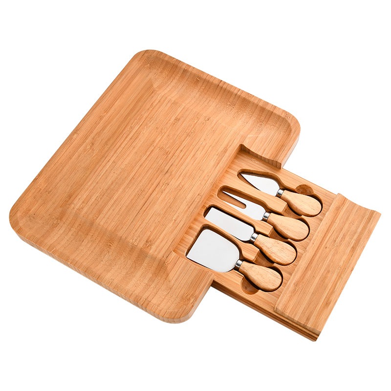 Amazon hot selling kitchen stuff cheese knife Set with acacia cheese cutting board tingsheng