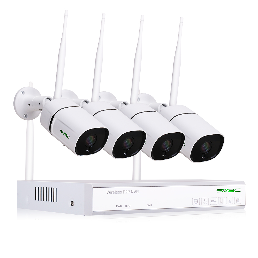 Wi-Fi система видеонаблюдения HD 1080P 4CH NVR kit Беспроводная система видеонаблюдения Plug and play