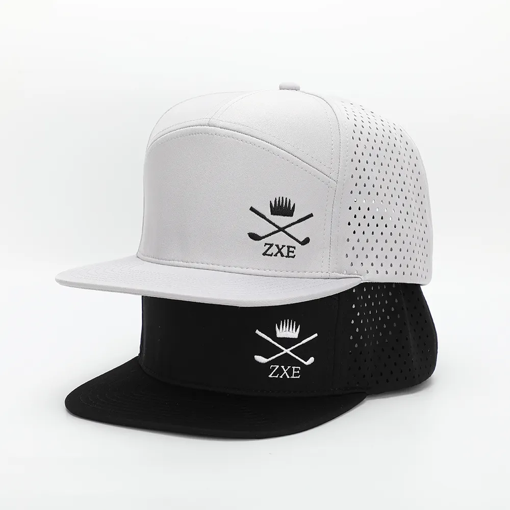 Custom Melin Luxury 7 Panel Embroidered Logo Hip Hop Snap Back Water Resistant Perforated Laser Cutting Hole Snapback Cap Hat
