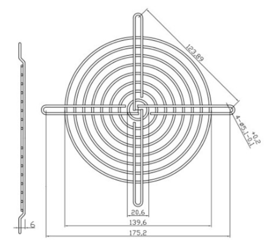 150x150mm 150mm Silver Fan Grill for 150mm AC/DC Cooling Fan