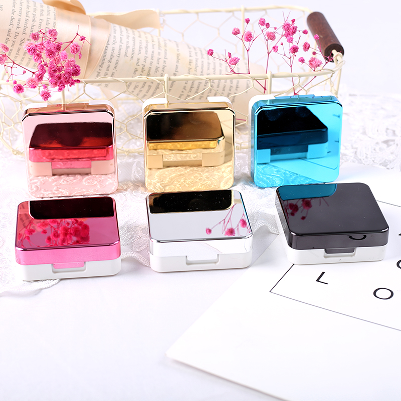 Wholesale Sguare mirror luxury high-end 1530 contact lens companion box cosmetic double box PP box contact lens case