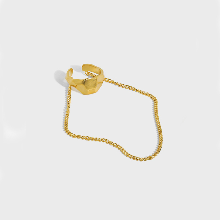 INS long chain ear cuff clip on irregular hoop tassel earring 925 sterling silver pierce-free earclip women gold plated jewelry