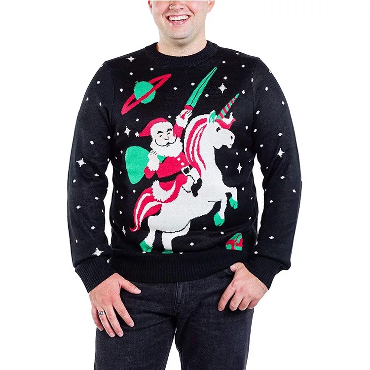 Wholesale Custom Xmas Funny Knitted Ugly Christmas Jumper Plus Size Sweater Unisex cos sweater