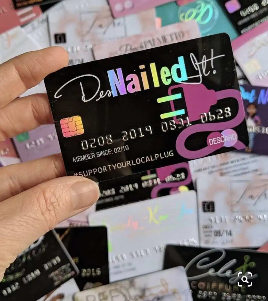 Wholesale cheap customized Lashes logo visa credit card size pink pvc membership card holographic eyelashes business card
