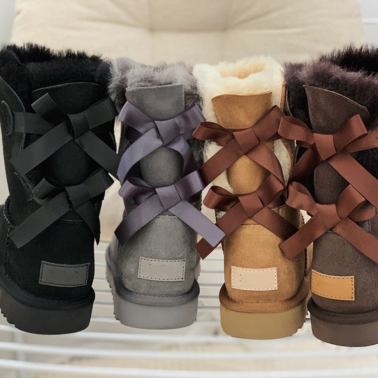 2021Stylish Winter Warm Waterproof Fox Sheepskin Fur Cover Female Snow Boots For Ladies Womens And Children Baby Kid
