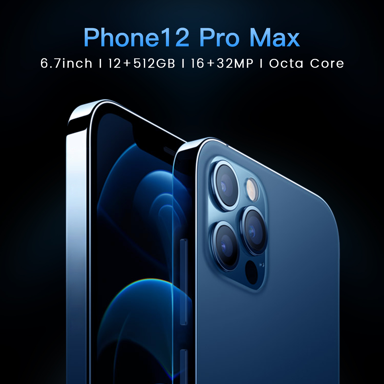 Мобильный телефон Phone12 Pro Max, 512 ГБ, распознавание лица, разблокировка по отпечатку пальца, сотовый телефон с поддержкой двух карт, смартфон с двойным режимом ожидания