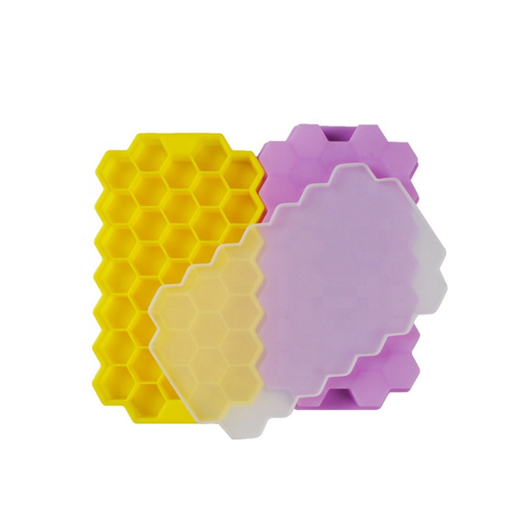Little Bees Silicone Honeycomb Ice Cube Tray With Lids Flexible Storage Container
