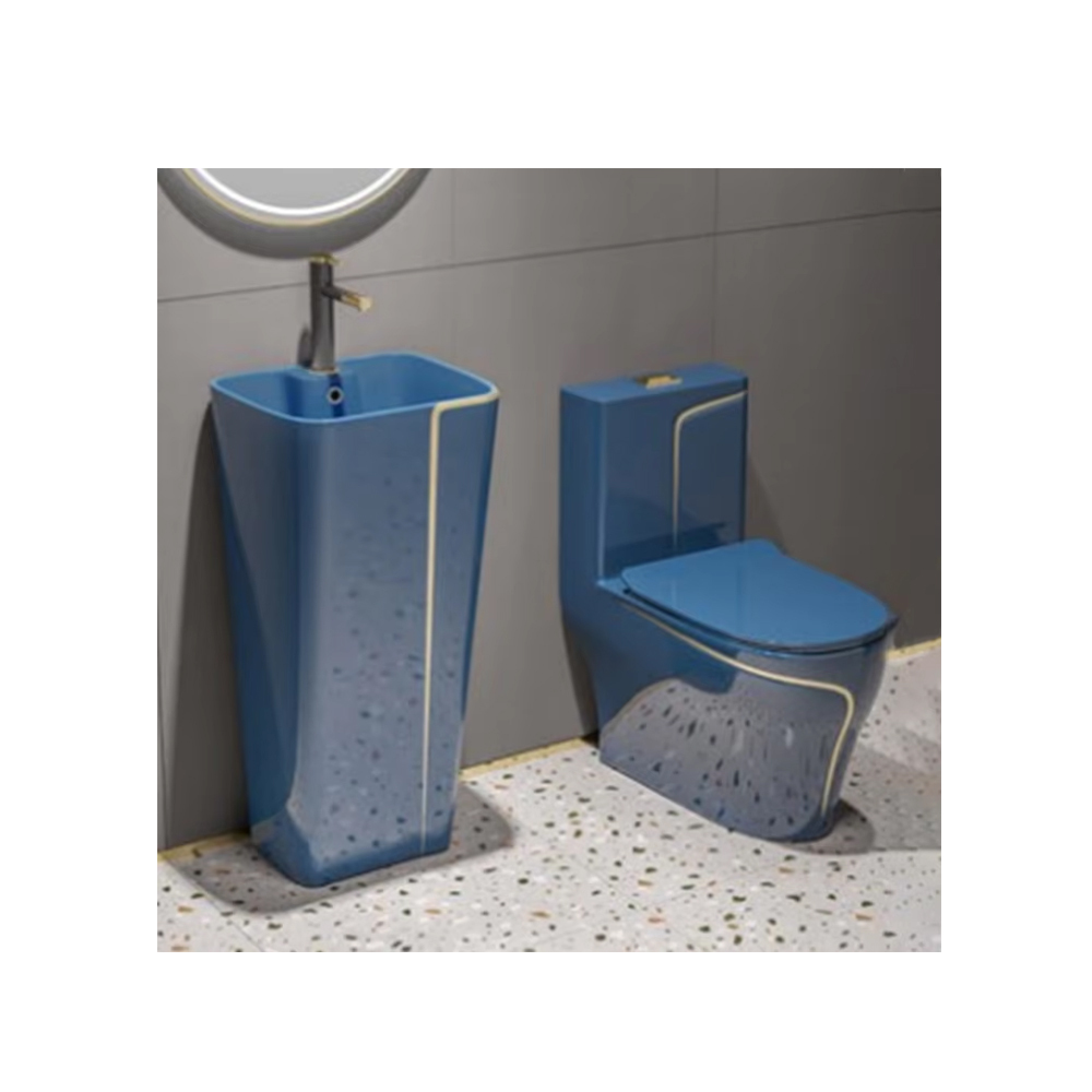 luxury home hotel modern pedestal basin toilet sets bathroom sanitary ware toilet suits