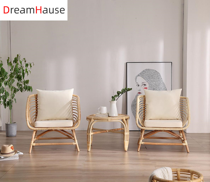 Плетеный одинарный диван-стул из настоящего ротанга dreamhome, дизайнерский стул ручной работы из ротанга для гостиной, балкона, внутреннего дворика и отдыха