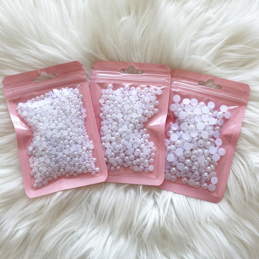 Wholesale Customized Flatback Half Loose Pearl Beads Mix Sizes Nail Art Garments Shoes Glue Technique Resin Glass 3mm-12mm 2 Bag