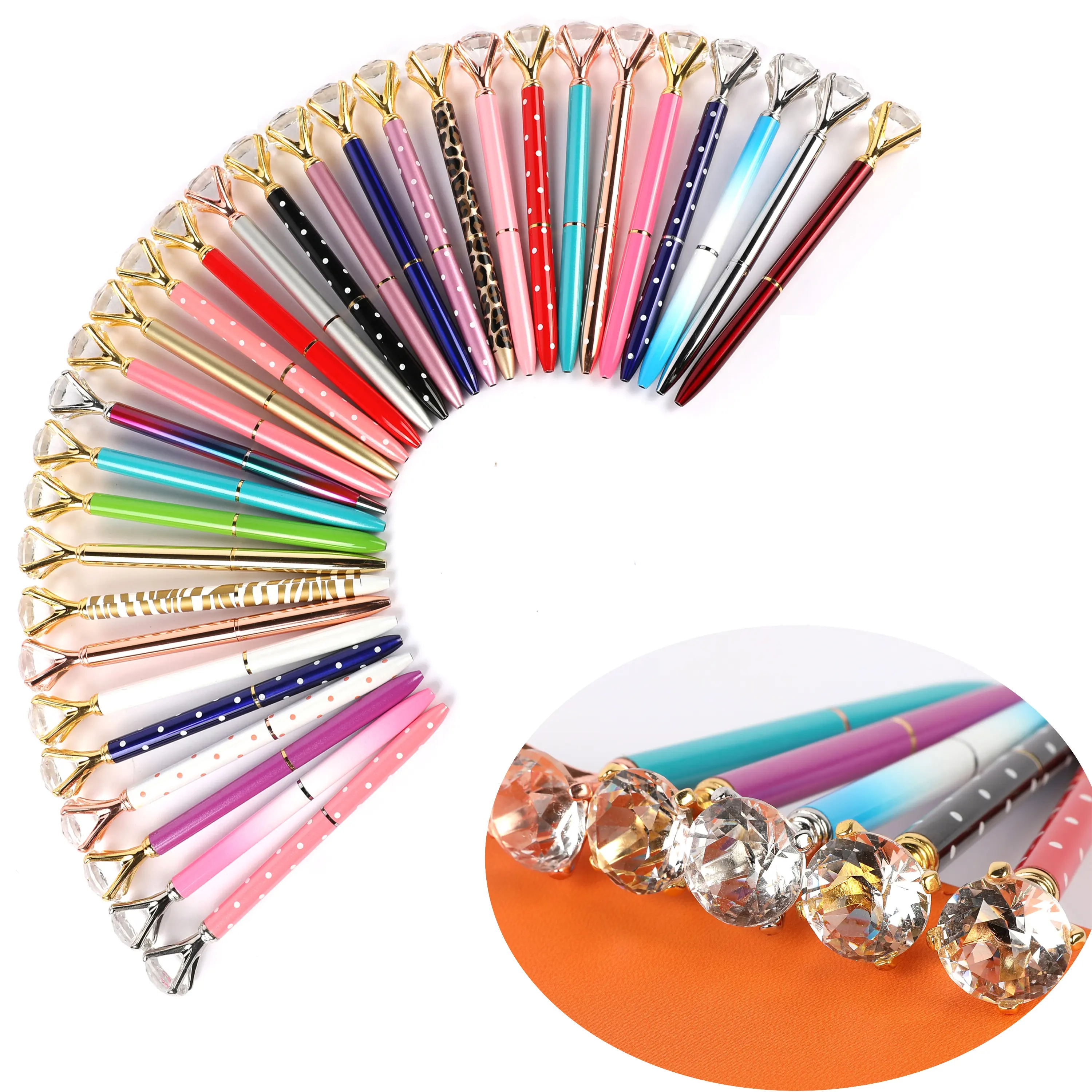 Promotion Big Top Diamond Pen Multi Color Diamond Crystal Ballpoint Ball Pen For Wedding Gift