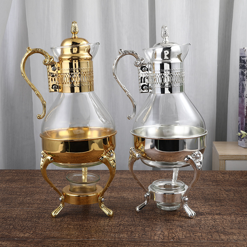 Arabic Style New Middle East Luxury Glass Jug Carafe Gold Color Handmade Turkish Coffee Pots