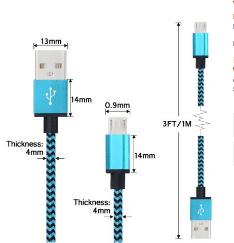 Wholesale Factory Price Promotional 2A 6ft Stock Cable Charger Nylon Braided USB Data Cable with Crystal Box for Mobile Phone