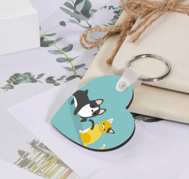 Ready to Ship Custom Wooden Eco-friendly Cute Love Sublimation Blanks Key Chain Ring Key Chains
