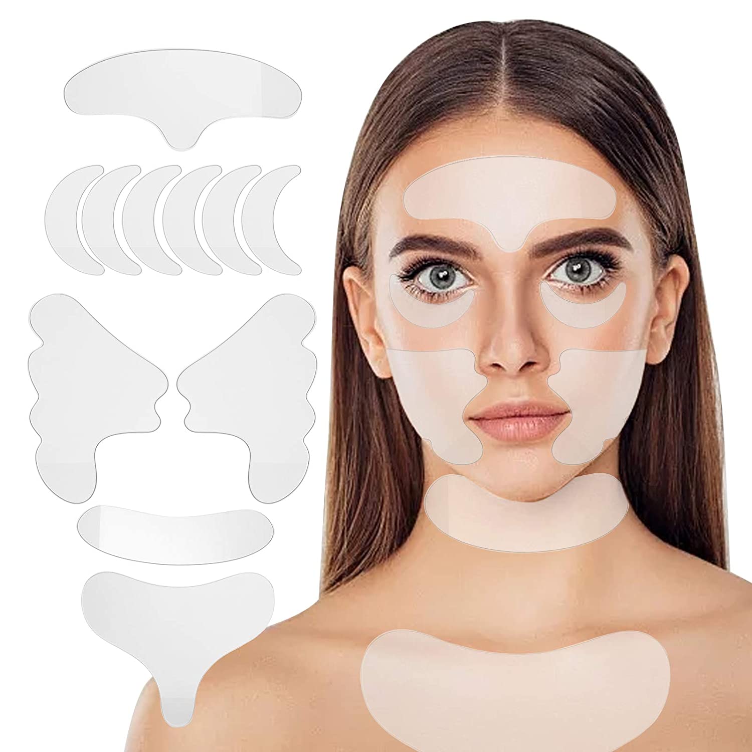 Reusable Face Wrinkle Patches Silicone Neck Pad Forehead Pad Set Face Anti Wrinkle Patches Silicone Anti Wrinkle Pads for Women