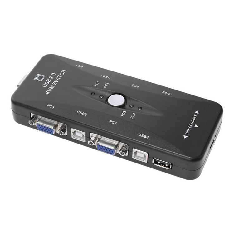 High Quality USB KVM Switch with Sufficient Durability and Ruggedness 4 in 1 Out VGA Splitter Box for Keyboard Mice Monitor
