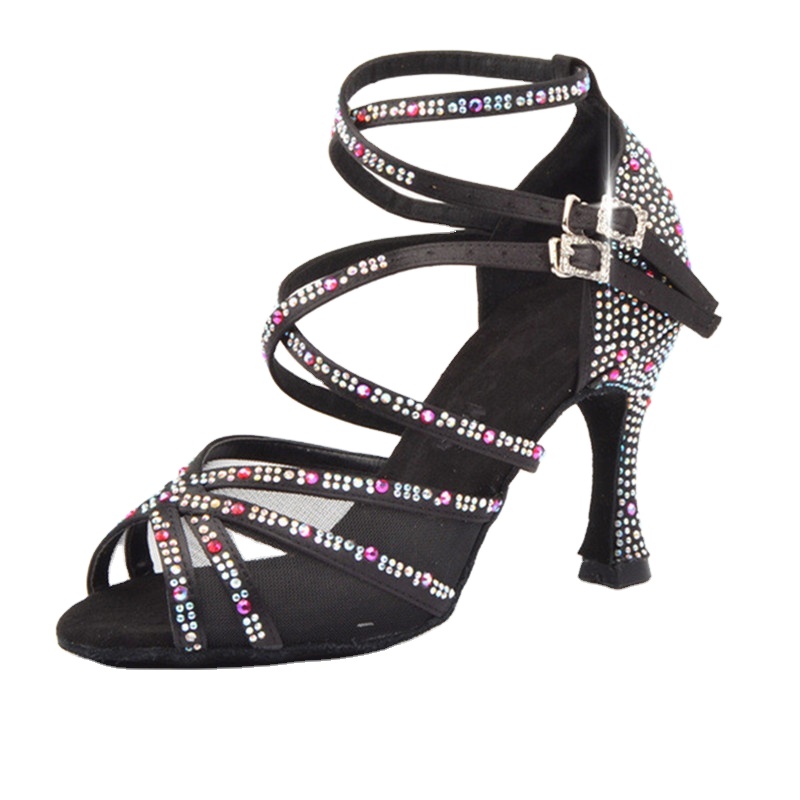 Black Latin Dance Dance Women Full Rhinestone Woman Salsa Dance Shoes Latin Salsa Shoes Adult Shoes
