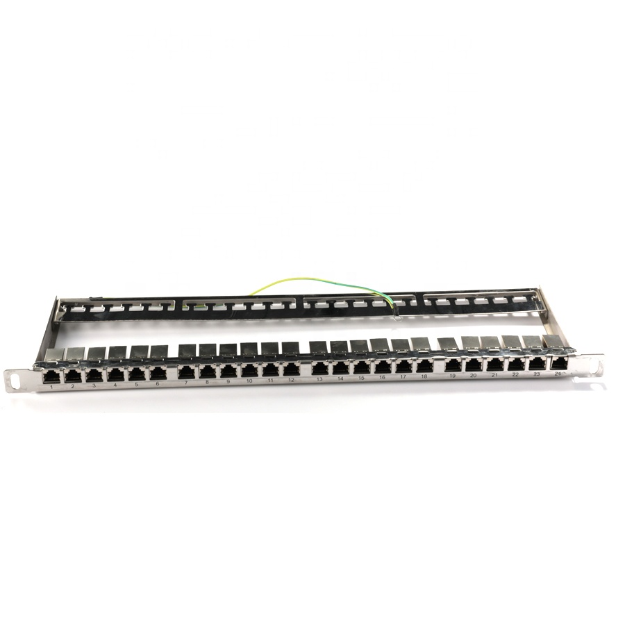 0.5u нержавеющая сталь cat6 24-портовая полная загрузка 19in RJ45 Inline-переходник keystone патч-панель