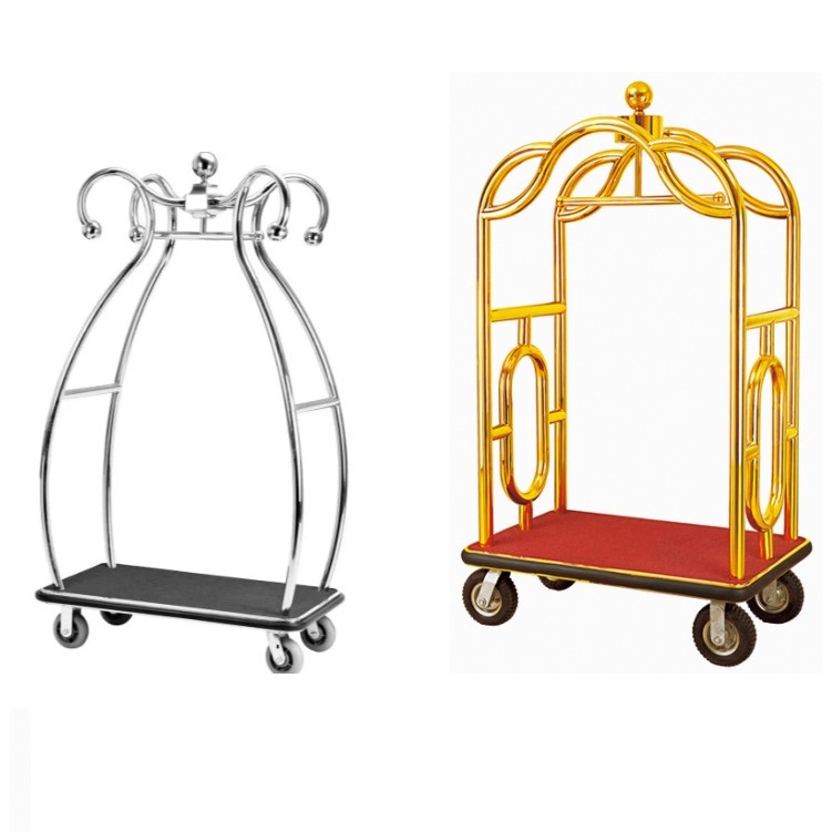 2019 High-end Vintage 4 Wheel Carpeted Lightweight Hotel Luggage Cart