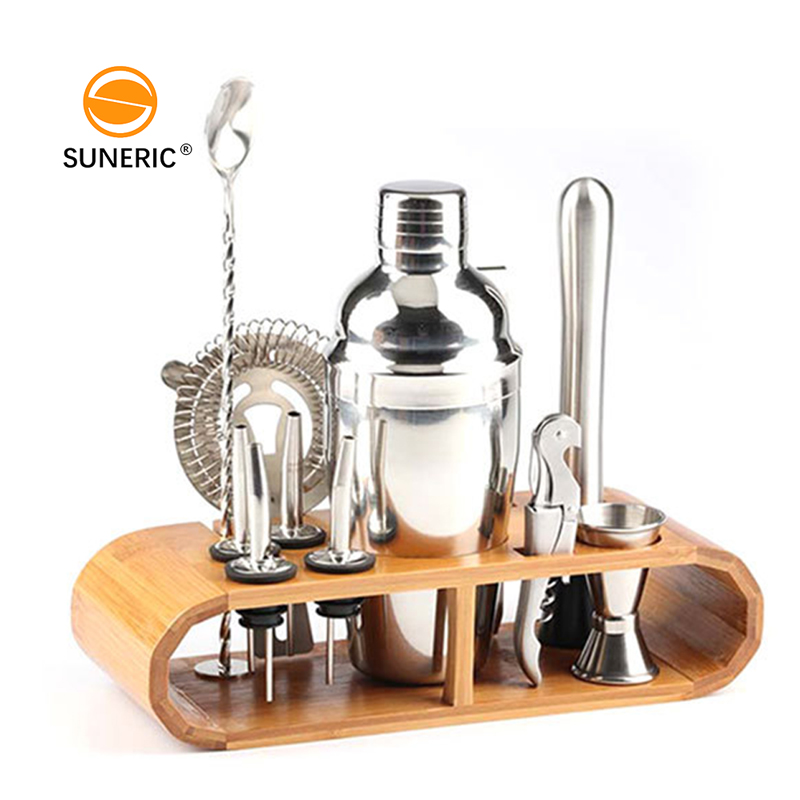 12 Pcs Luxury Custom Outdoor Home Bar Set Kit Tool Gift Bartender Stainless Steel Cocktail Bar Shaker Set