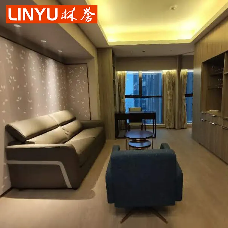 Modern popular small hotel & apartment bedroom living room furniture set for Xi'an Phoenix Tree Mansion Apartment