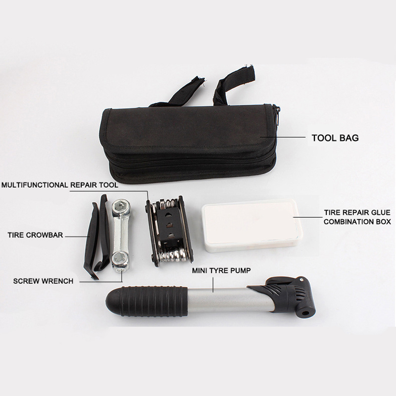 2021 Bicycle Tool Bag Mtb Multi-function Folding Tire Repair Kits Bike Multifunctional Kit Set With Pouch Pump