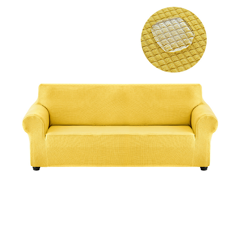 Yellow golden supplier L shape stretch elastic water proof solid sofa protective cover 3 1 1 Seater stretch