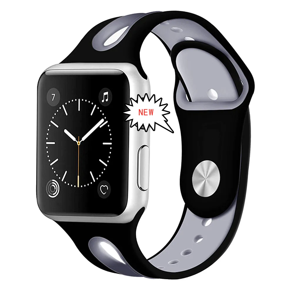 2021 New Breathable Silicone Strap For Apple Watch 45mm 41mm 40mm 42mm Watch Band For iWatch Series 7/6/SE/5/4/3