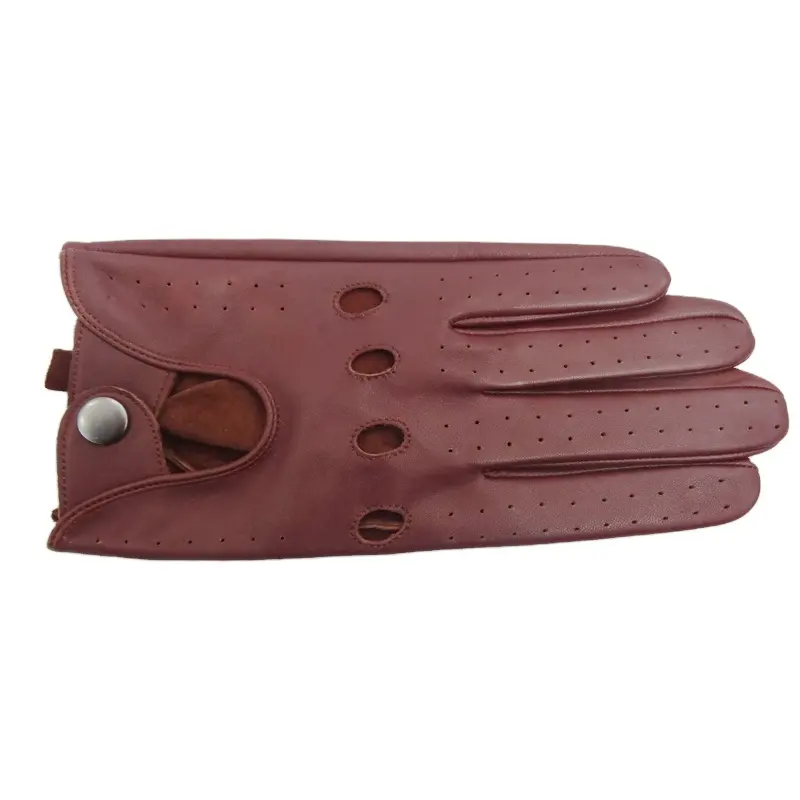 Hot sale finger custom sheepskin hole gloves leather motorcycle