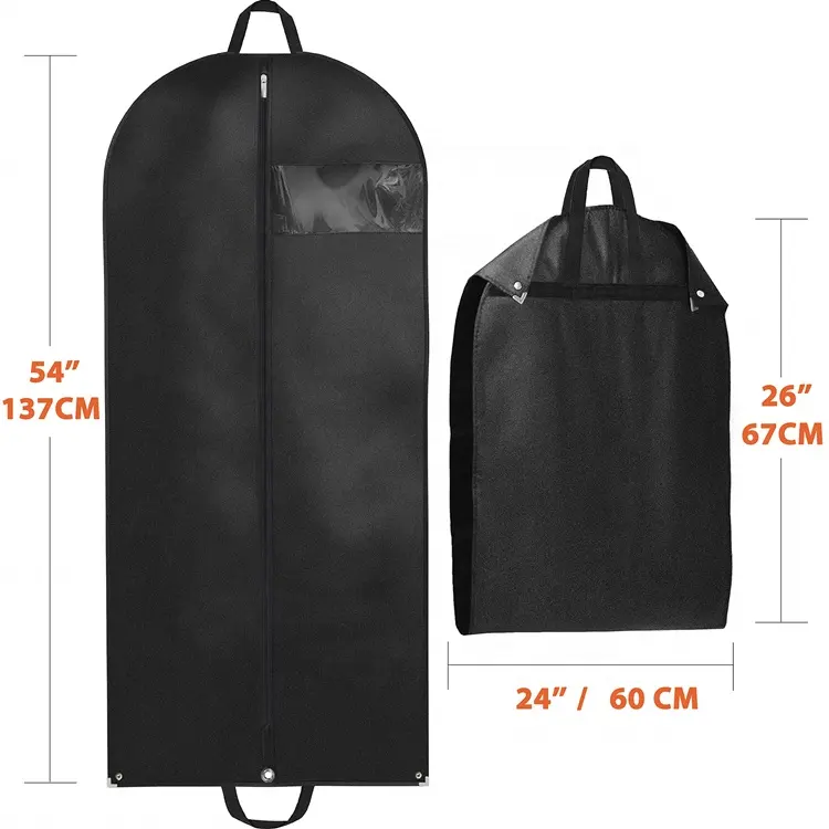 High Quality Non Woven Garment Bag Foldable Hanging Clothes Cover Travel Garment Suit Bag with Custom Logo