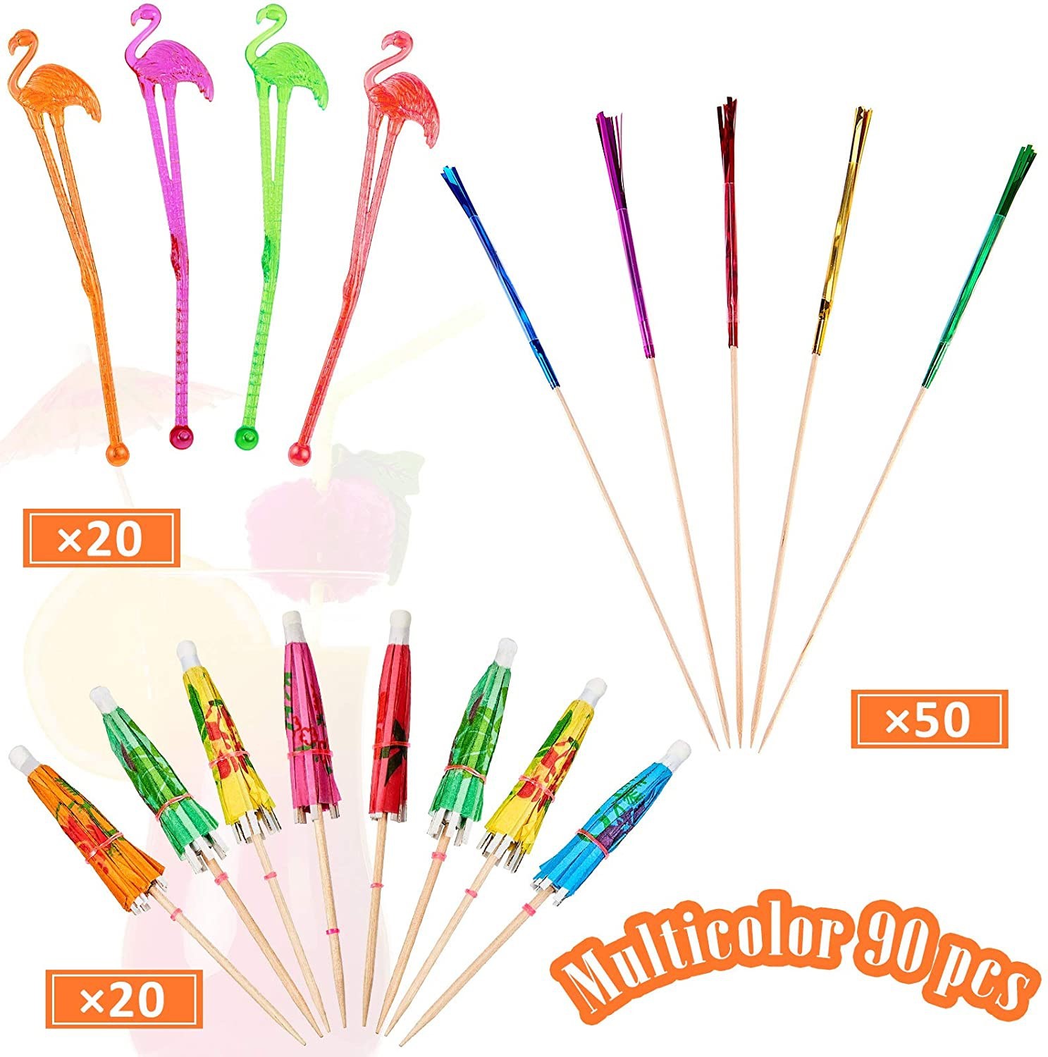 Factory Sale Flower Umbrella Cake Hawaiian Party Supplies Birthday Decoration Umbrella Drinking Straws