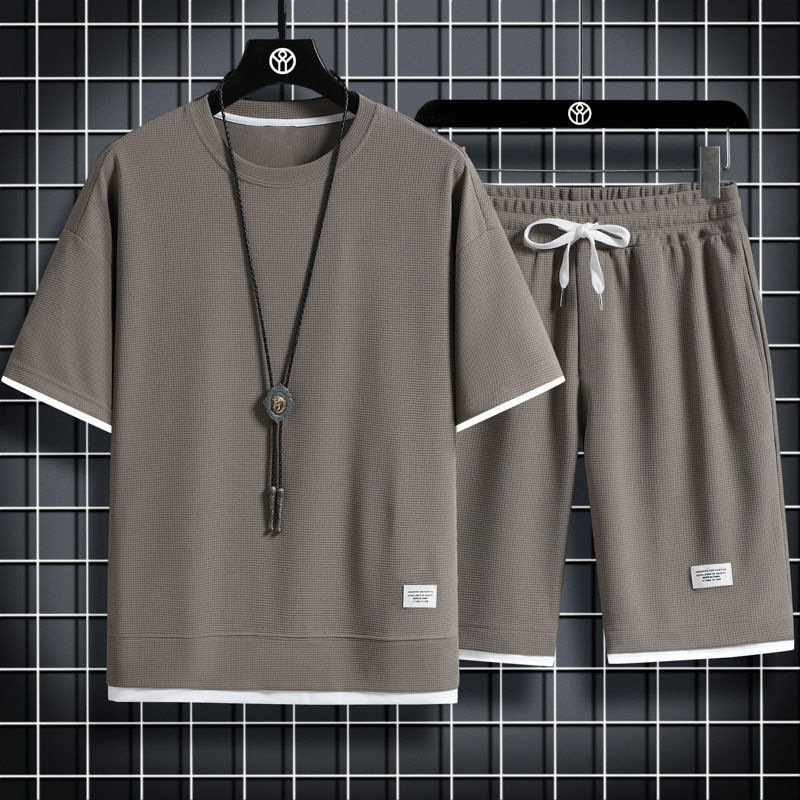 ShortsMen's Short Sleeve Summer Thin Quick Drying Sportswear Men's Set With Short Sleeve Top And Sport Top And Sport Short