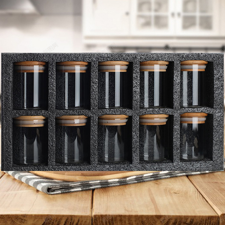 Custom Labels 200ml High Borosilicate food glass storage jar set with bamboo lids