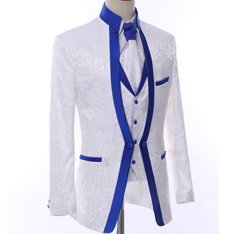New Products Excellent Stylish Slim Fit Designs Three-piece Butterfly Embroidery Business Blazers Tuxedo Men'S Suit