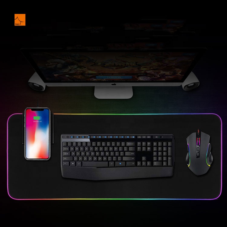 В наличии новейший стиль беспроводной зарядки RGB игровой коврик для мыши Большой светящийся зарядный коврик для мыши