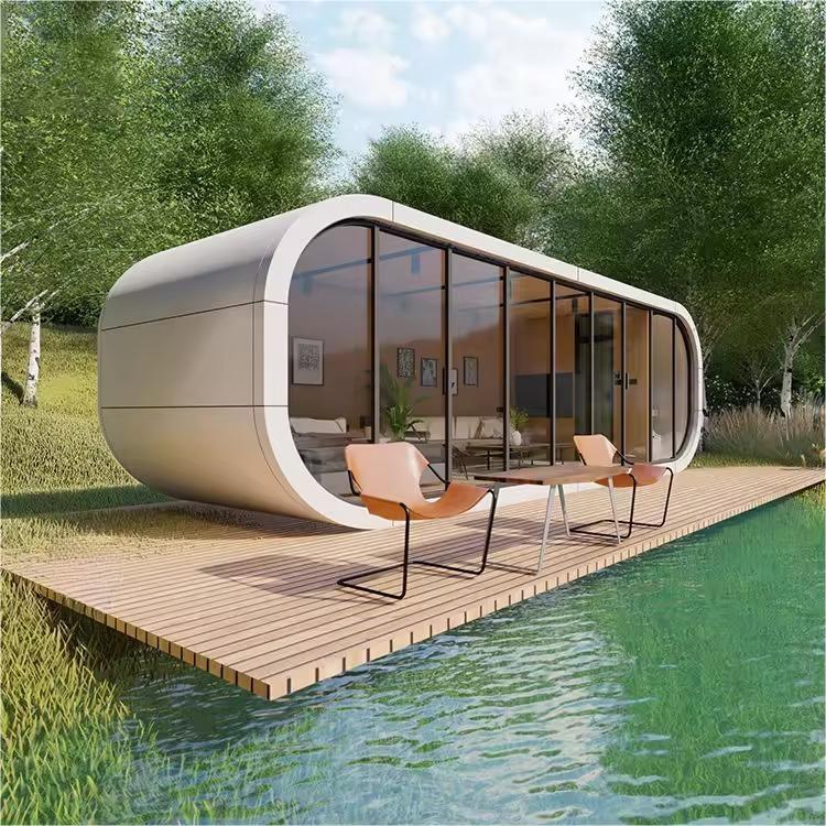 Cymdin prefab luxury made office container apple cabin container pod house Waterproof Steel and Sandwich or Office Building