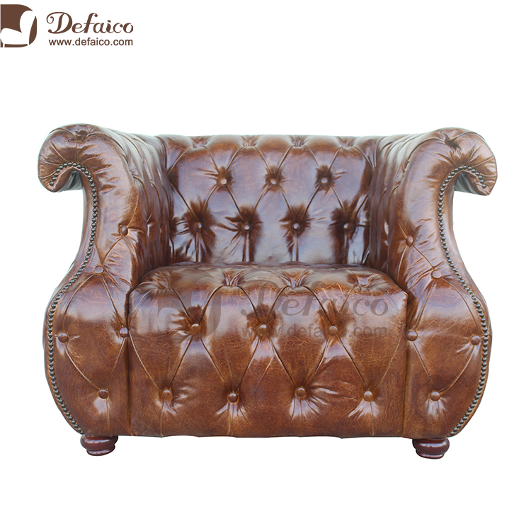 Mid Century Chesterfield Sofa Vintage Leather Sofa With Wood Legs