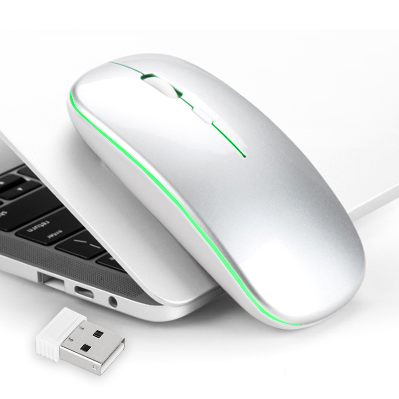 Inalambrico USB LED Slim Recharge Thin Portable Optical Backlight BT Wireless 2.4G PC Dual Mode Laptop Office Computer Mouse