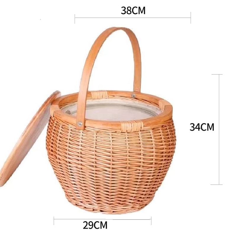 Round wicker picnic basket set from China factory cheap wicker picnic basket set