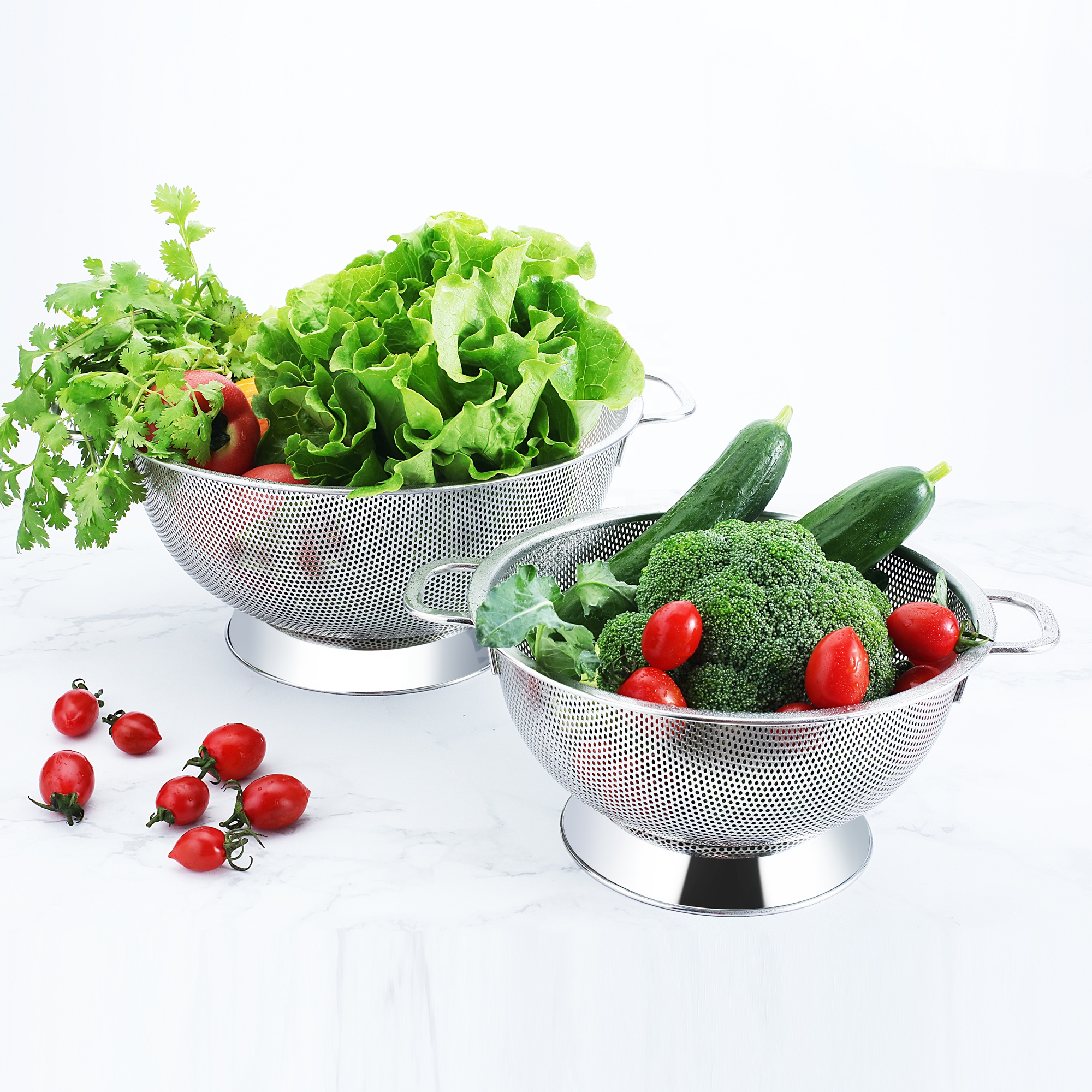 Stainless Steel Inox Flour Colander with handles and legs popular in Amazon and Ebay