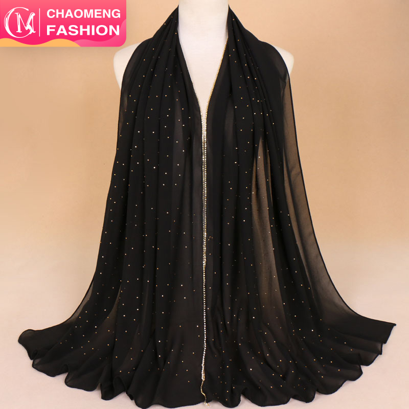 YW70#Hot selling wholesale diamond bubble chiffon glitter plain shawls muslim women scarf ladies hijab