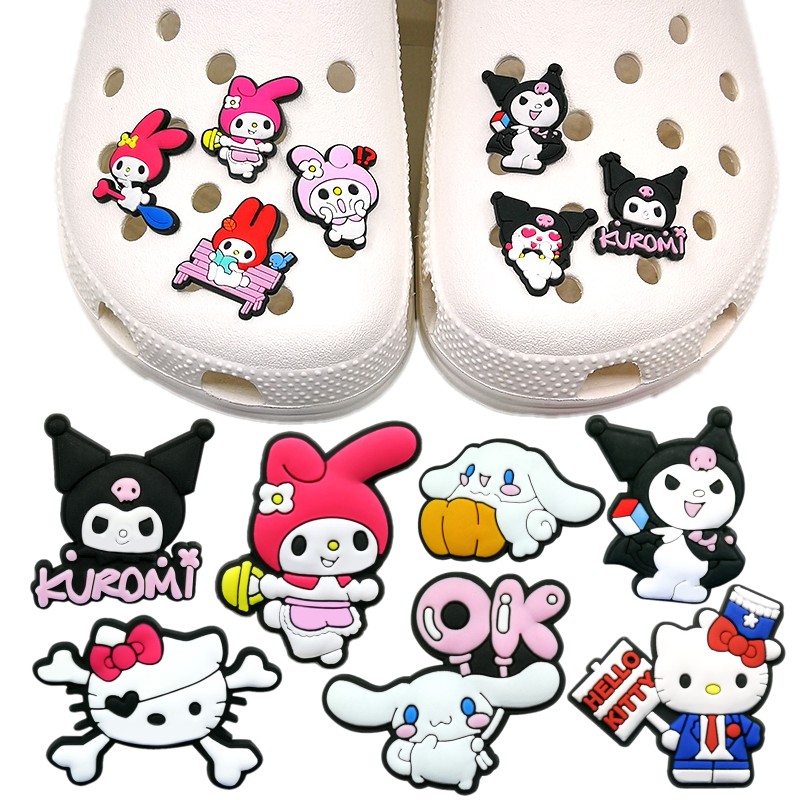 Очаровательная обувь из ПВХ с hello Kitty melody Kuromi Cinnamorol, застежки для обуви, Мультяшные аксессуары для обуви, украшения, подходят для детских сандалий