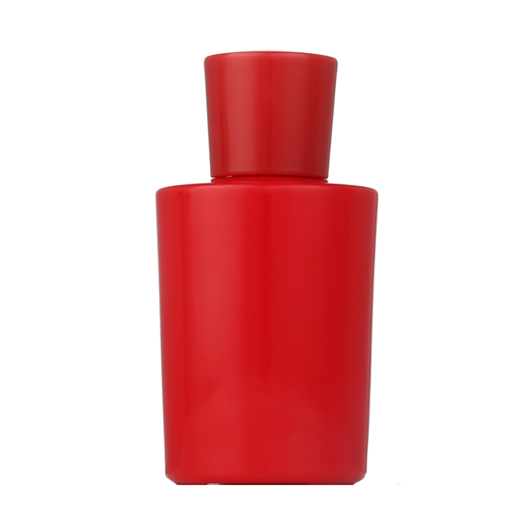 Hot selling 100ml luxury round black red female cosmetic glass bottle perfume for sale