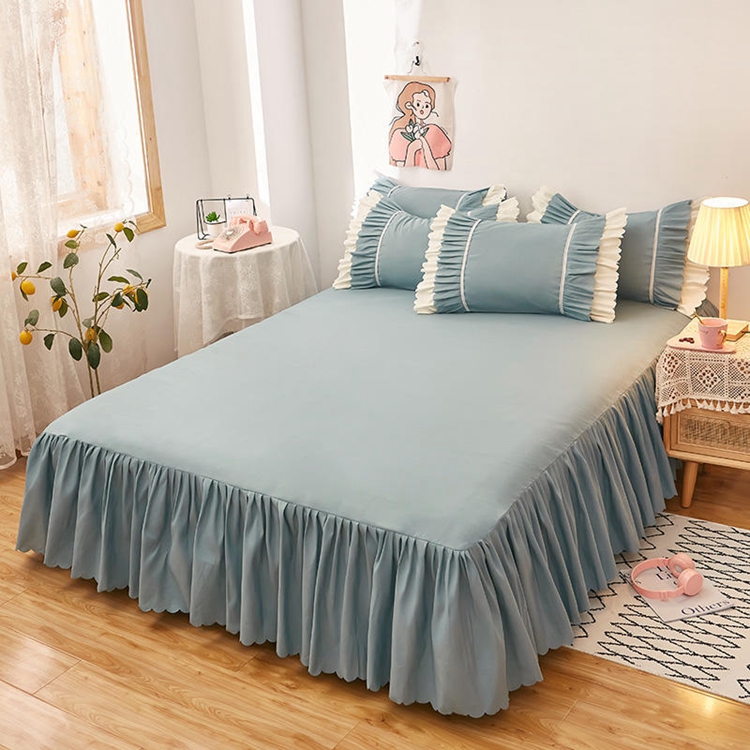 Elastic Bed Ruffles Bed Skirt, Wrap Around Style Fit Drop Dust Bed Skirts Fade Resistant Solid Color/